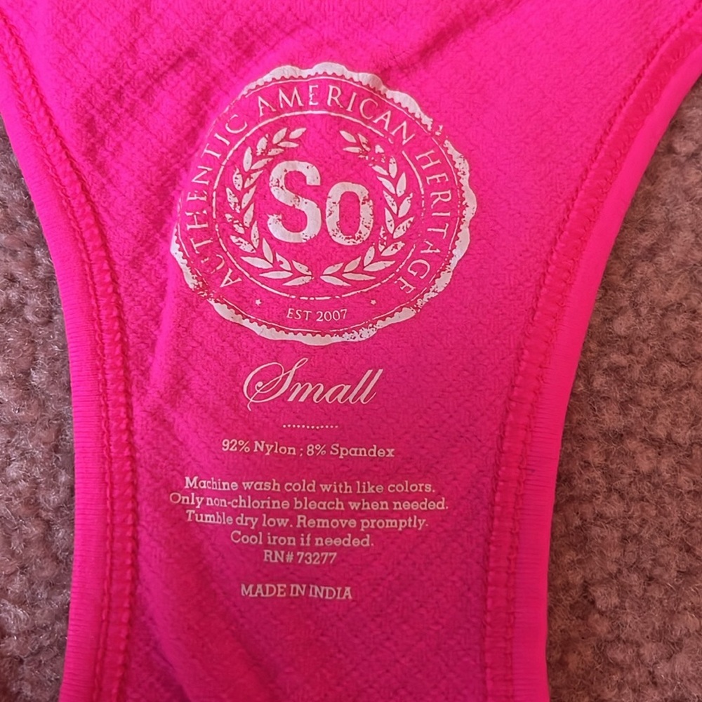 SO Pink Racerback Tank Size Small - Picture 4 of 7